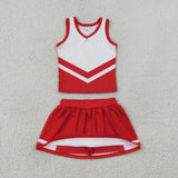 Team Red White Vest Athletic Shorts Girls Skirt Sets