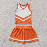 Team Orange White Vest Athletic Shorts Girls Skirt Sets