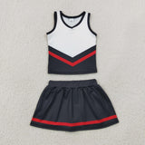 Team Black Red White Vest Athletic Shorts Girls Skirt Sets