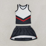Team Black Red White Vest Athletic Shorts Girls Skirt Sets
