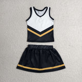 Team Golden Black White Vest Athletic Shorts Girls Skirt Sets