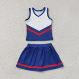 Team Blue Red White Vest Athletic Shorts Girls Skirt Sets