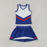 Team Blue Red White Vest Athletic Shorts Girls Skirt Sets