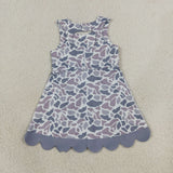Gray Bows Scalloped Camo Athletic Shorts Girls Sleeveless Dress