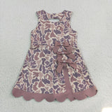 Brown Bows Scalloped Camo Athletic Shorts Girls Sleeveless Dress