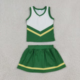 Team Green Yellow Vest Athletic Shorts Girls Skirt Sets