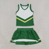Team Green Yellow Vest Athletic Shorts Girls Skirt Sets