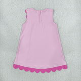 Solid Hot Pink Scalloped Ruffles Athletic Girls Sleeveless Dress