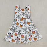Cartoon Boo White Athletic Shorts Girls Halloween Dress