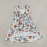 Cartoon Boo White Athletic Shorts Girls Halloween Dress