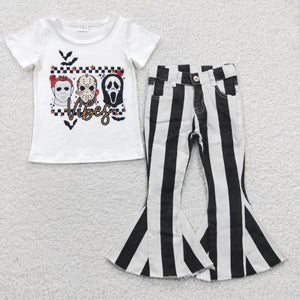 Vibes White Black Stripe Jeans Girls Halloween Outfits