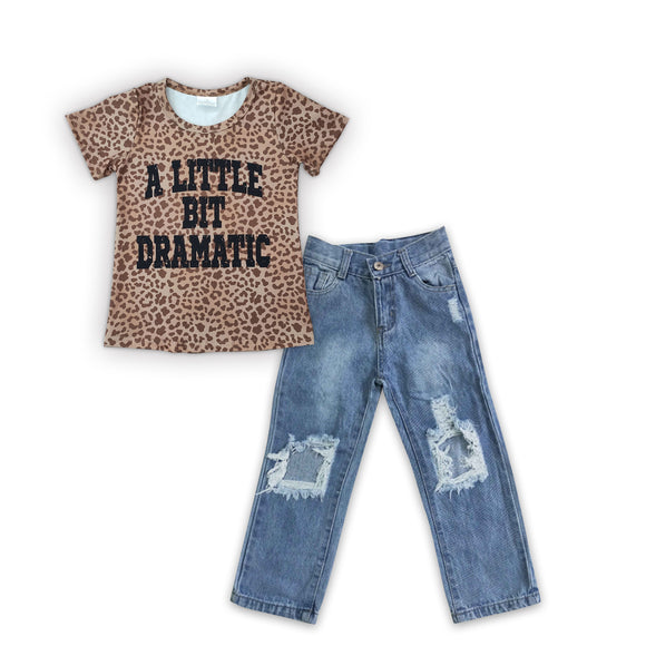 A Little Bit Dramatic Jeans Boys Short Sleeve+Trousers Sets