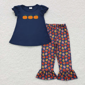 Three Pumpkins Navy Girls Short Sleeve+Trousers Sets