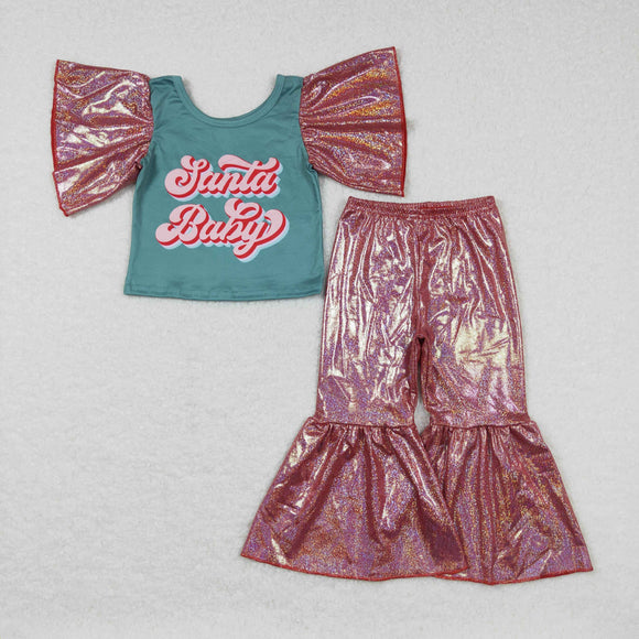 Santa Baby Red Satin Girls Christmas Outfits