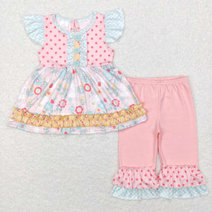 Bunny Floral Polka Dots Pink Girls Easter Outfits