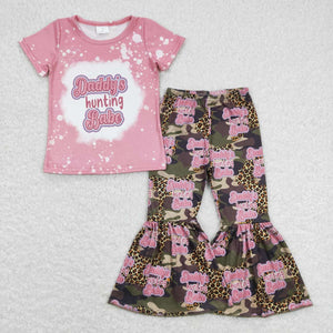 Daddy's Hunting Babe Camo Girls Short Sleeve+Trousers Sets