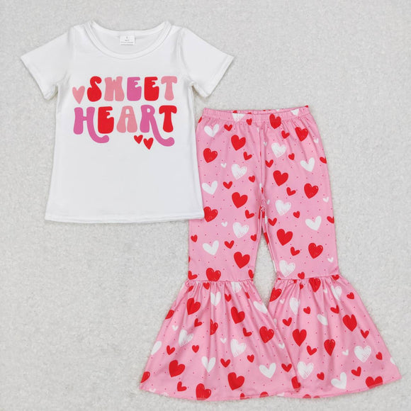 Sweet Heart Pink White Girls Valentines Outfits