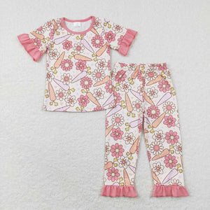 Floral Carrot Beige Girls Easter Pajamas