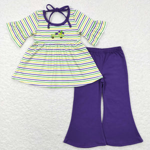 Truck Stripe Purple Girls Mardi Gras Outfits