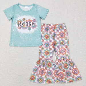 Be Kind Floral Girls Short Sleeve+Trousers Sets