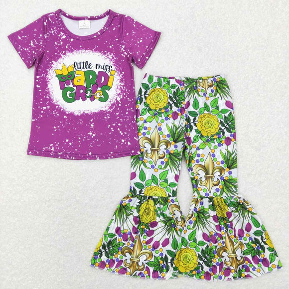 Little Miss Floral Purple Girls Mardi Gras Outfits