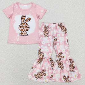 Leopard Print Bunny Floral Plaid Pink Girls Easter Outfits