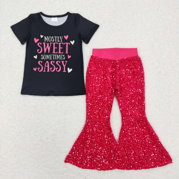 Sweet Sassy Fuchsia Sequins Girls Valentines Outfits