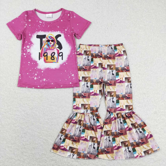 1989 Singer Hot Pink Girls Short Sleeve+Trousers Sets