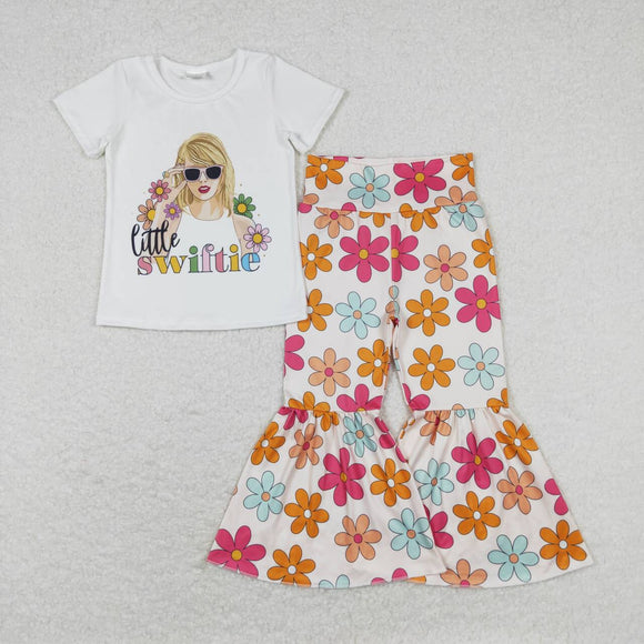 Little Swiftie Singer Floral Girls Short Sleeve+Trousers Sets