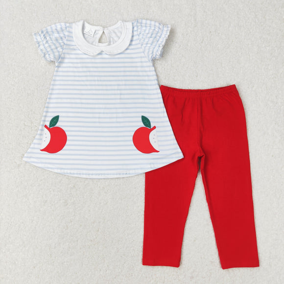 Apple Doll Collar Stripe Red Girls Back to School Outfits