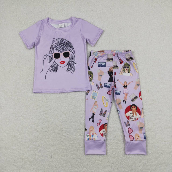 Singer Purple Girls Short Sleeve Pajamas