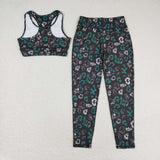 Leopard Print Black Adult Yoga Sets