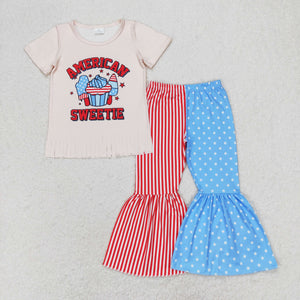 American Sweetie Tassels Patchwork Girls 4th of July Outfits