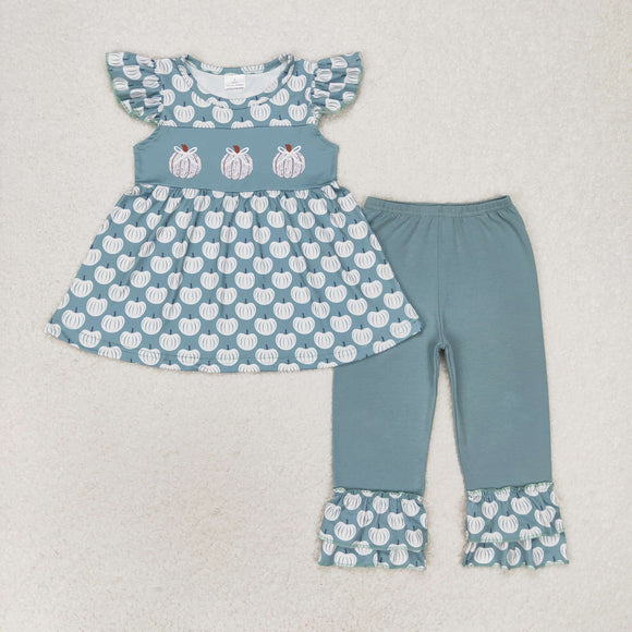 Pumpkin Blue Girls Short Sleeve+Trousers Sets