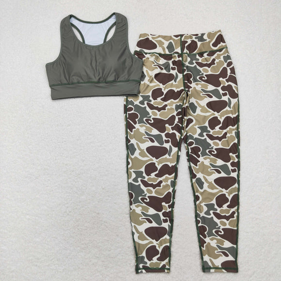 Camo Army Green Adult Yoga Sets