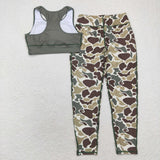 Camo Army Green Adult Yoga Sets