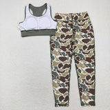 Camo Army Green Adult Yoga Sets