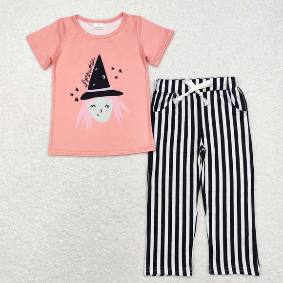 Spooky Witch Black Stripe Girls Halloween Outfits