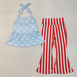 Stars Red Stripe Blue Girls 4th of July Outfits