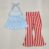 Stars Red Stripe Blue Girls 4th of July Outfits
