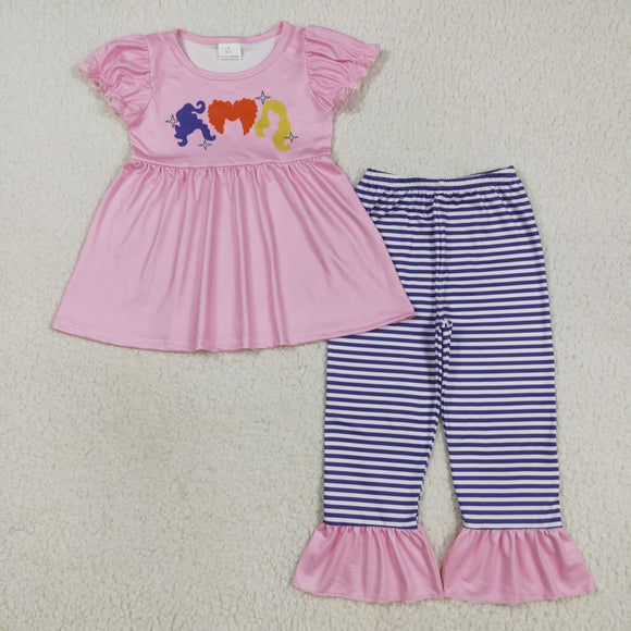 Cartoon Purple Stripe Pink Girls Halloween Outfits