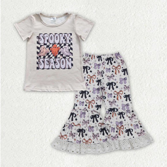 Spooky Season Bow Pattern Girls Halloween Outfits