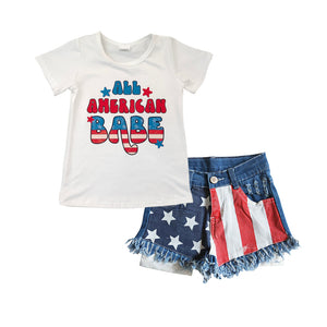 American Babe Stars Stripe Jean Girls 4th of July Outfits