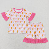 Carrot Bunny Pink Girls Easter Pajamas