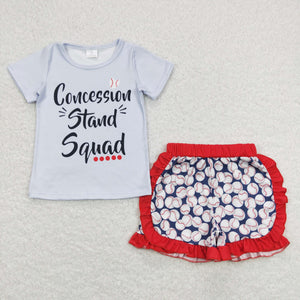 Concession Stand Squad Baseball Girls Shorts Sets