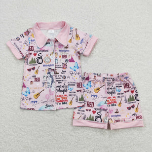 Singer Pink Girls Short Sleeve Pajamas