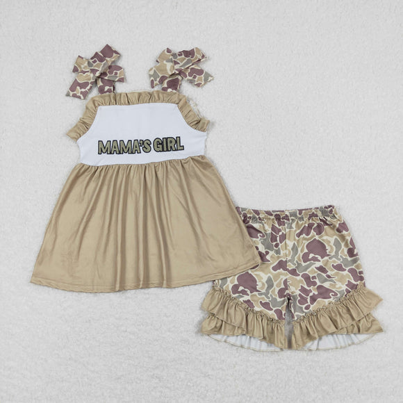 Mama's Girl Camo Ruffles Girls Shorts Sets