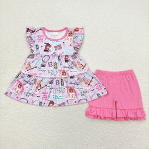 Singer Purple Pink Girls Shorts Sets