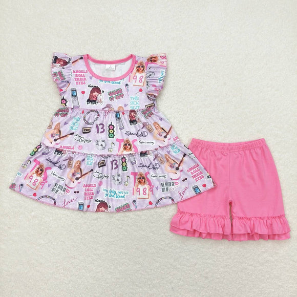 Singer Purple Pink Girls Shorts Sets