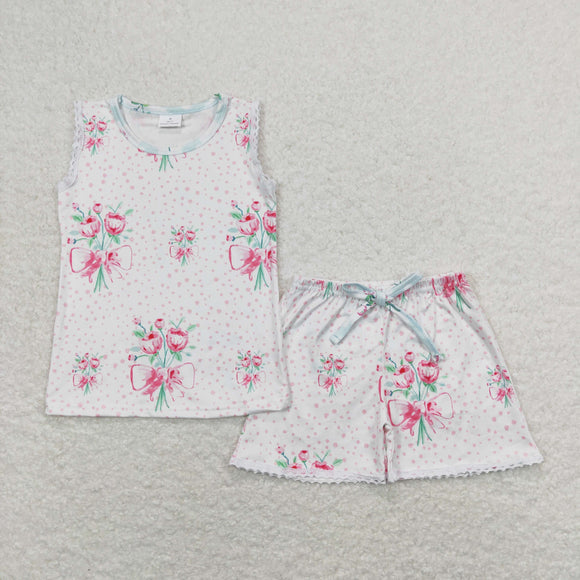 Floral Lace Ruffles Girls Shorts Sets